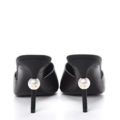 Chanel Goatskin Grosgrain Cap Toe Pearl Mule 40 Black 5 of 13