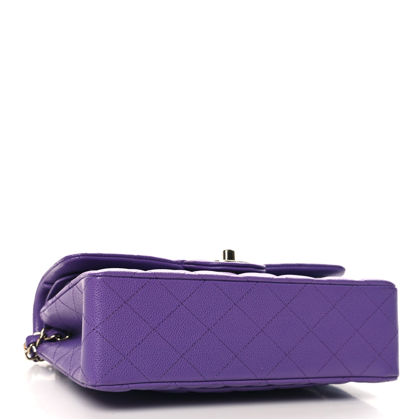 Caviar Quilted Small Double Flap Purple