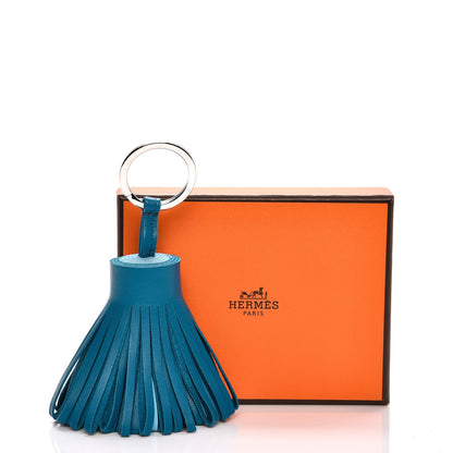 Hermes Lambskin Bi-Color Carmen Tassel Key Holder Bleu Izmir Celeste 5 of 5