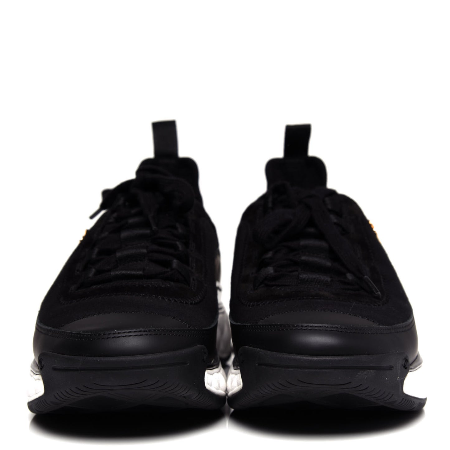 Velvet Calfskin Mixed Fibers CC Sneakers 38.5 Black