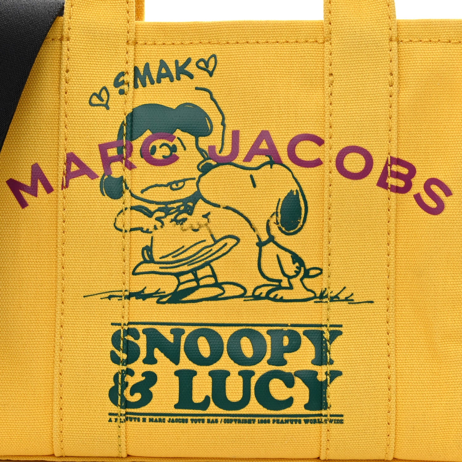 Marc Jacobs X PEANUTS Canvas The Snoopy Mini Tote Bag Yellow 7 of 13