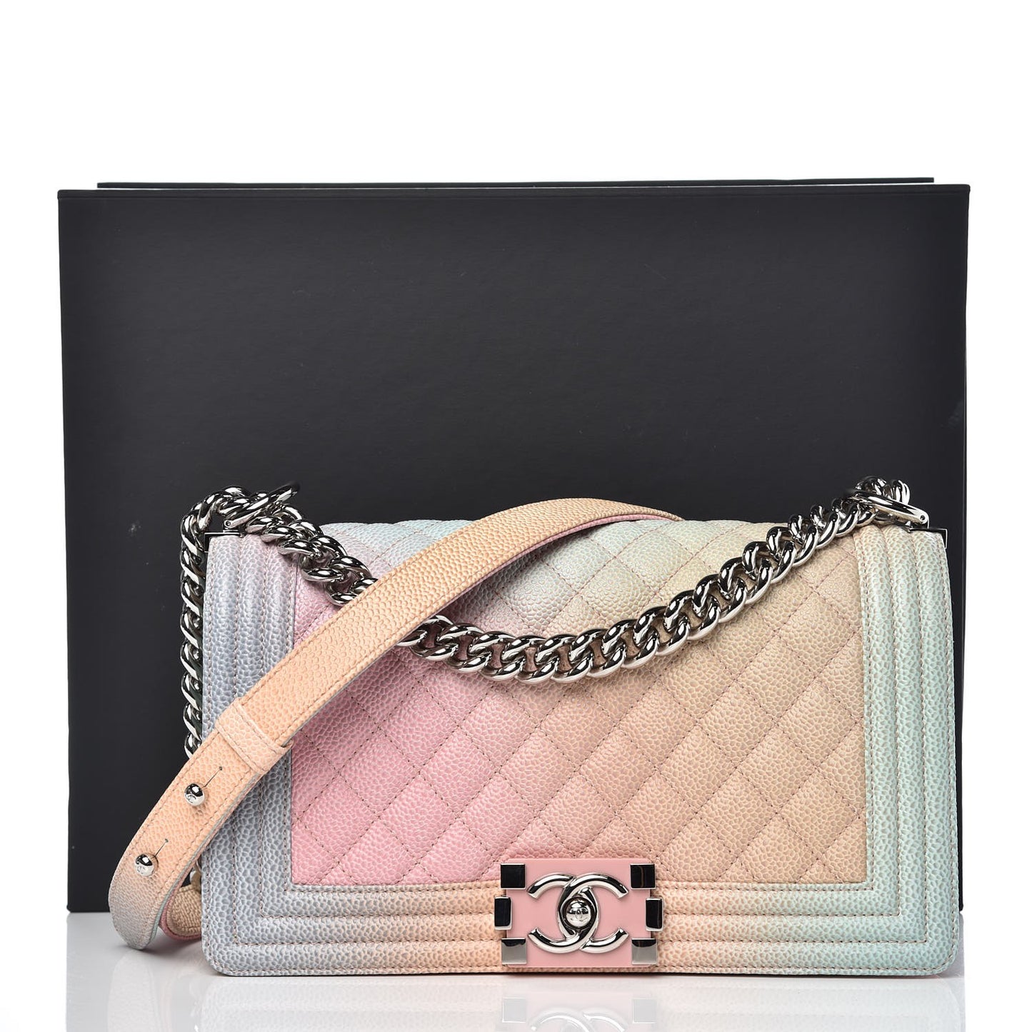 Caviar Quilted Medium Rainbow Boy Flap Multicolor