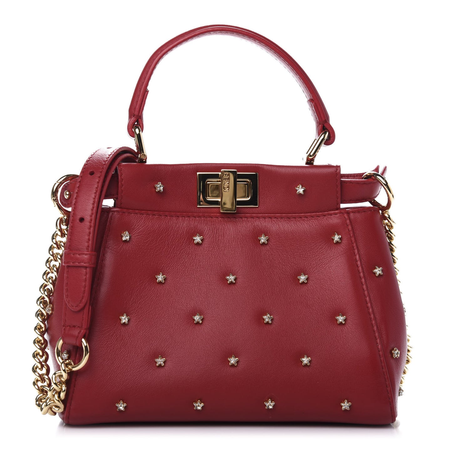 Nappa Crystal Stars Studded XS Peekaboo Iconic Satchel Fragola