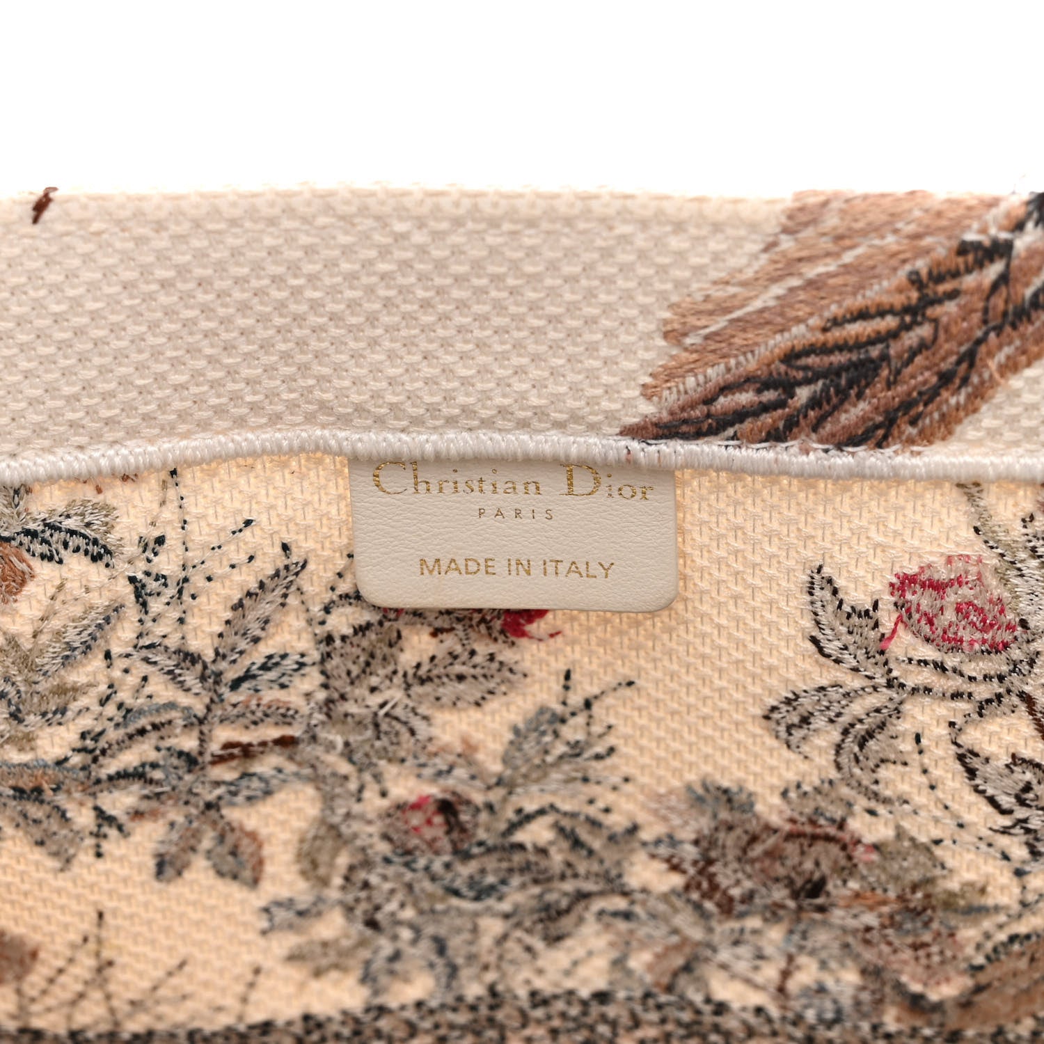Christian Dior Canvas Embroidered Large Jardin D'Hiver Book Tote Latte Multicolor 6 of 15