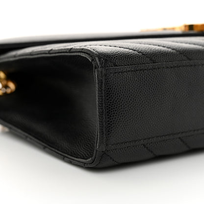 Saint Laurent Grain De Poudre Matelasse Chevron Medium Monogram Satchel Black 9 of 12