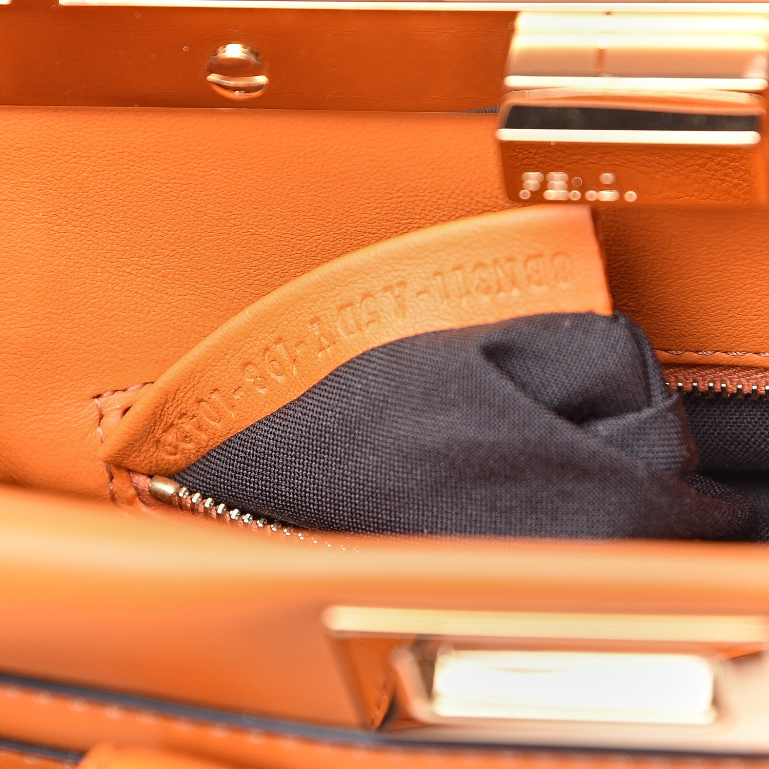 Fendi Vitello Grace Matte Two Pocket Mini Peekaboo Iconic Satchel Aranciata 8 of 12