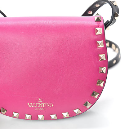 Valentino Garavani Vitello Rockstud Halfmoon Saddle Bag Fuxia Black 13 of 14