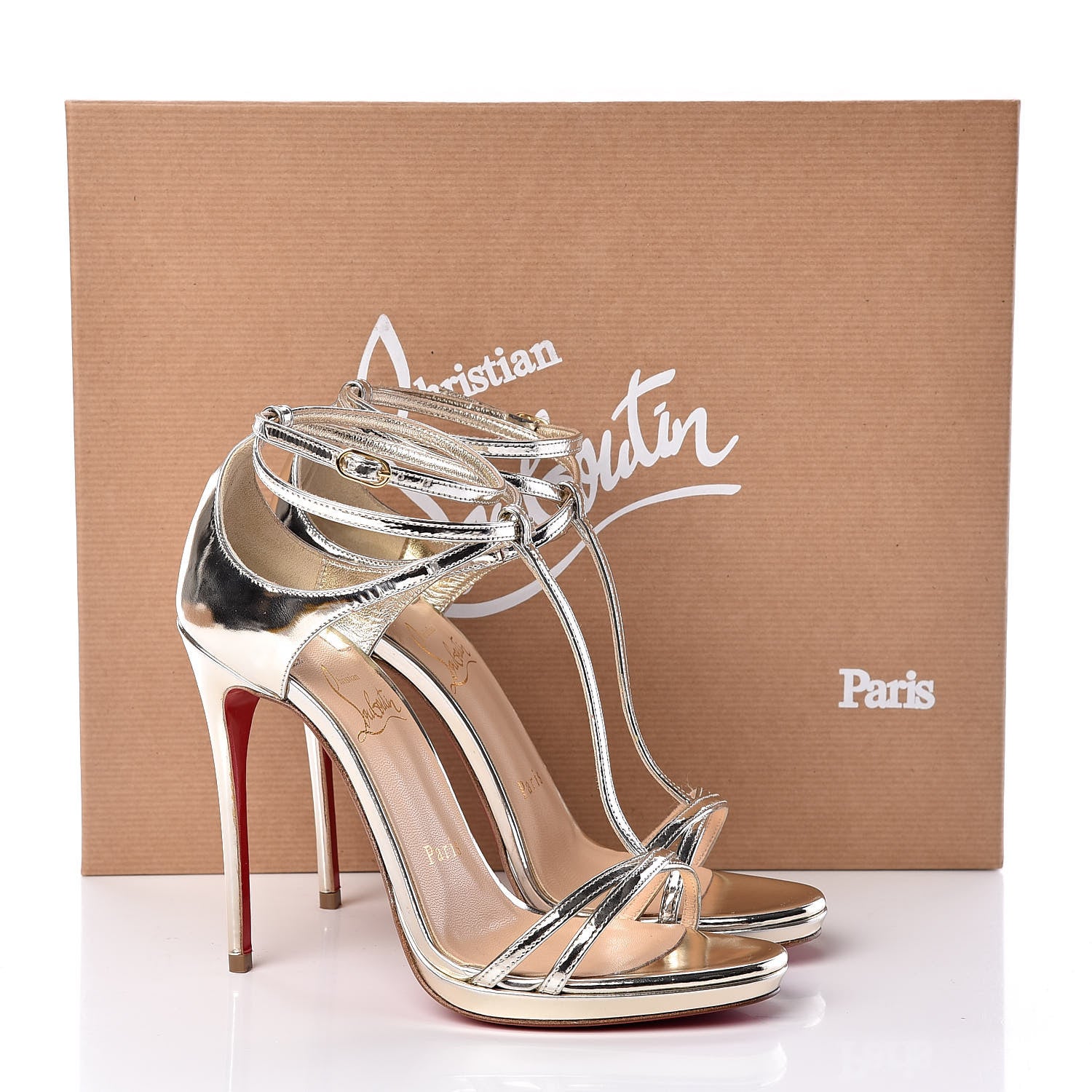 Christian Louboutin Metallic Calfskin Benedetta 120 Sandals 35 Light Gold 9 of 9