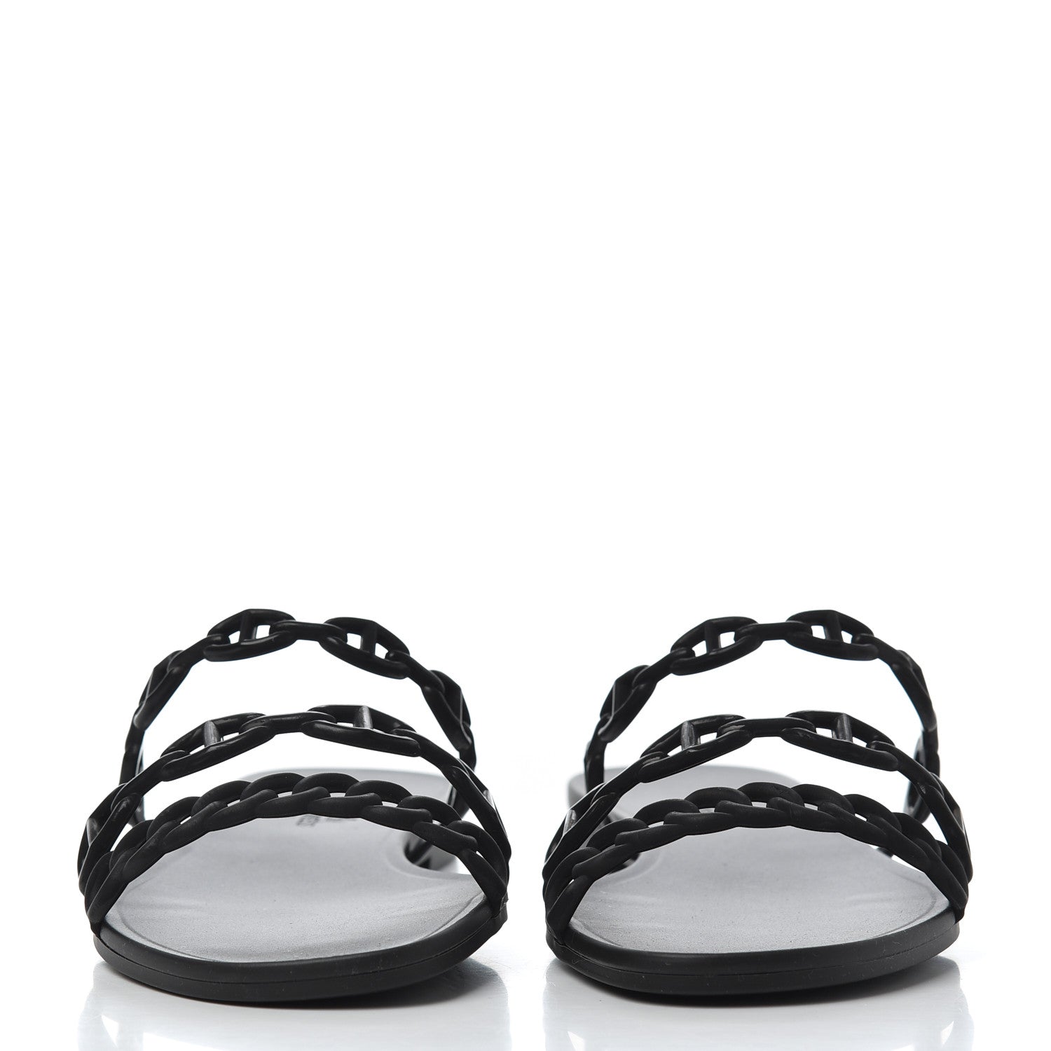 Hermes Rubber Chaine d'Ancre Rivage Sandals 38 Black 2 of 9
