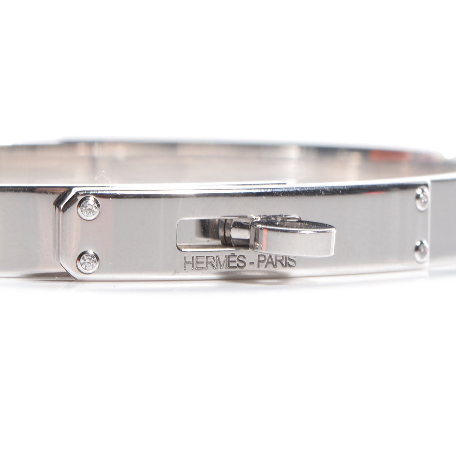 Hermes 18K White Gold Diamond PM Kelly Bracelet SH 3 of 6