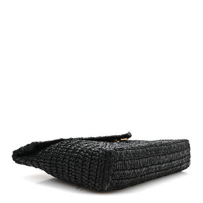 Saint Laurent Raffia Large Cassandre Envelope Pouch Black 4 of 8