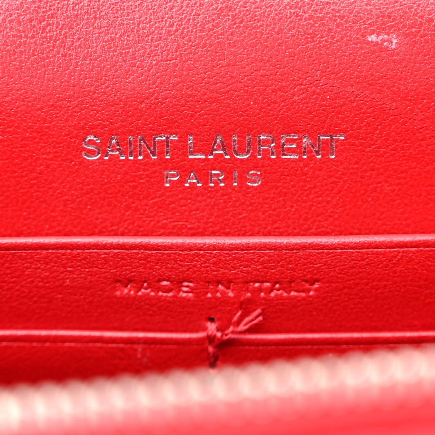 Saint Laurent Calfskin Crocodile Embossed Kate Monogram Tassel Chain Wallet Red 6 of 16