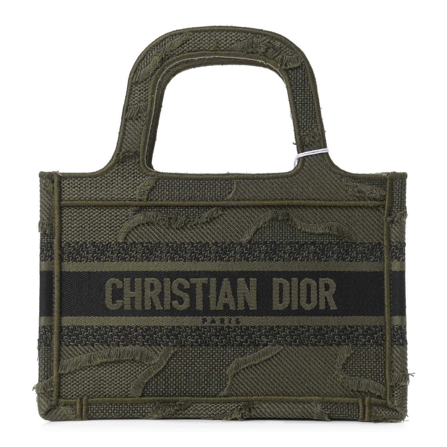 Christian Dior Canvas Embroidered Camouflage Mini Book Tote Green 1 of 9