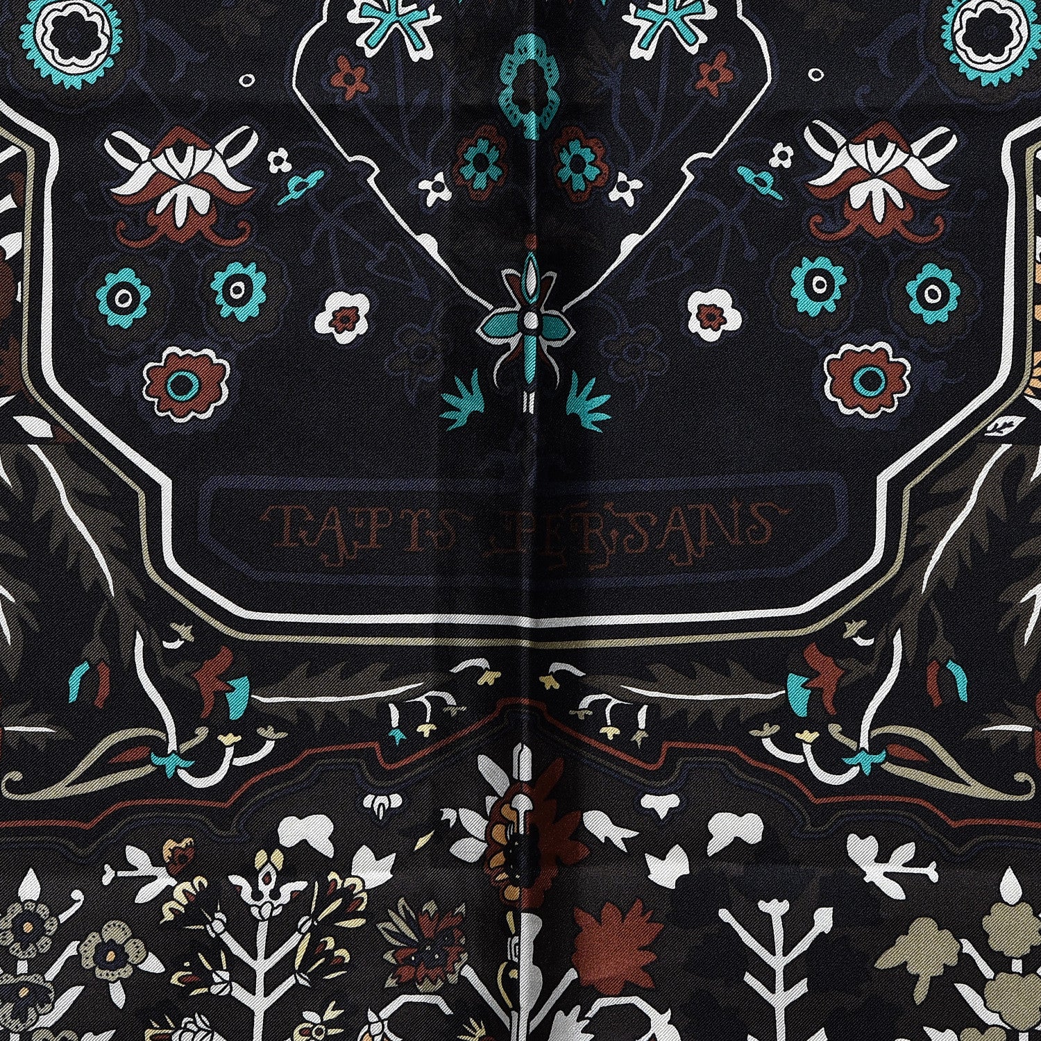 Hermes Silk Twill Tapis Persans Scarf 140 Bronze Black Kaki 4 of 6