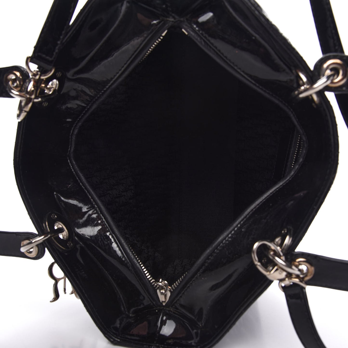 Patent Cannage Large Lady Dior Black