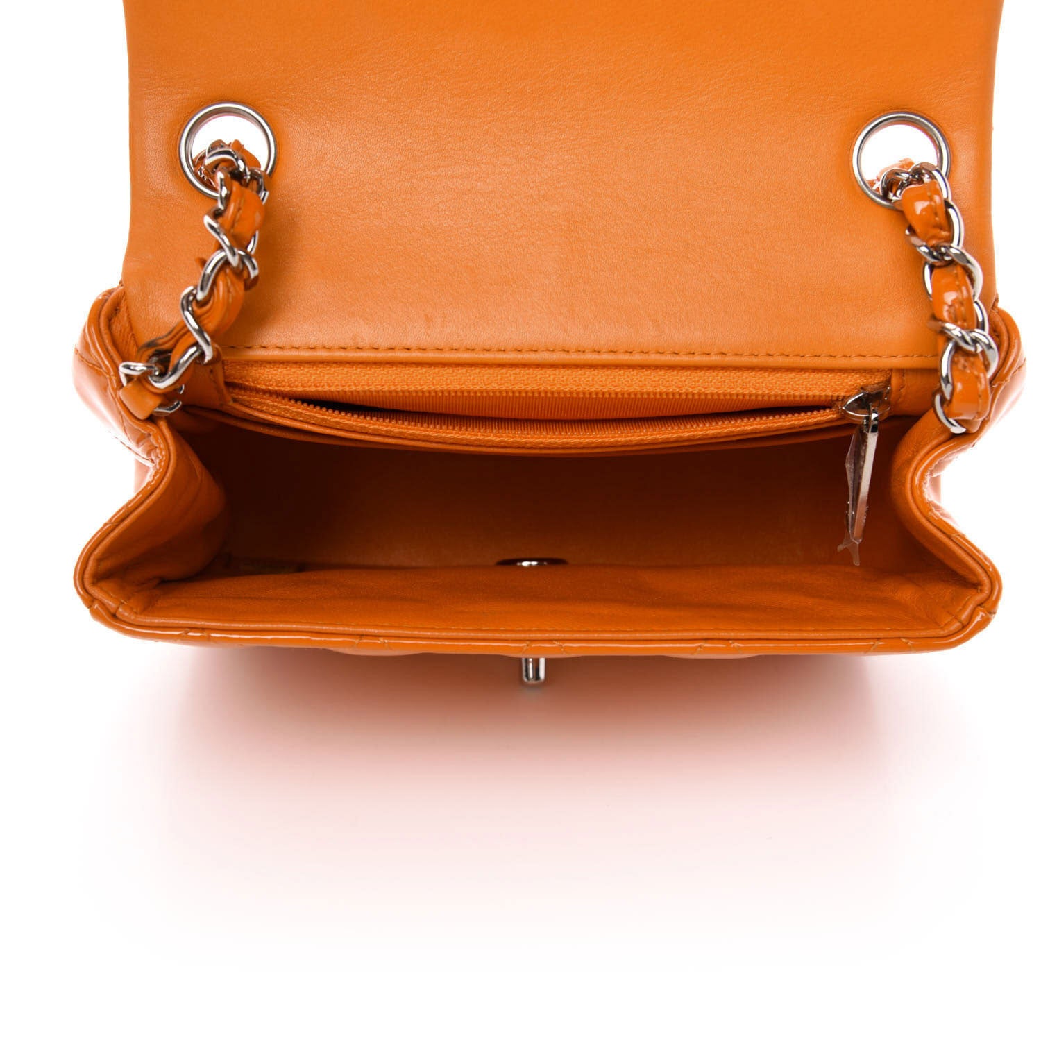 Chanel Patent Quilted Mini Square Flap Orange 5 of 12