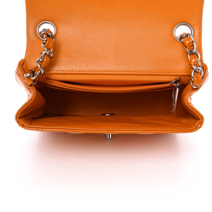Chanel Patent Quilted Mini Square Flap Orange 5 of 12