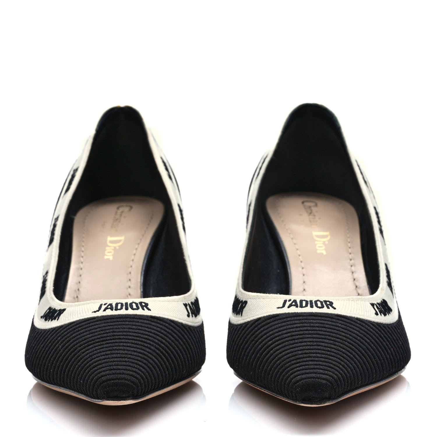Christian Dior Technical Canvas Ribbon Embroidered J'Adior 65mm Pumps 36.5 Black 2 of 9