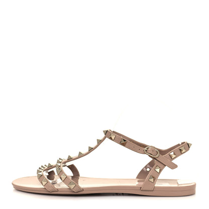 Valentino Garavani PVC Jelly Rockstud Caged Sandals 40 Poudre 1 of 7