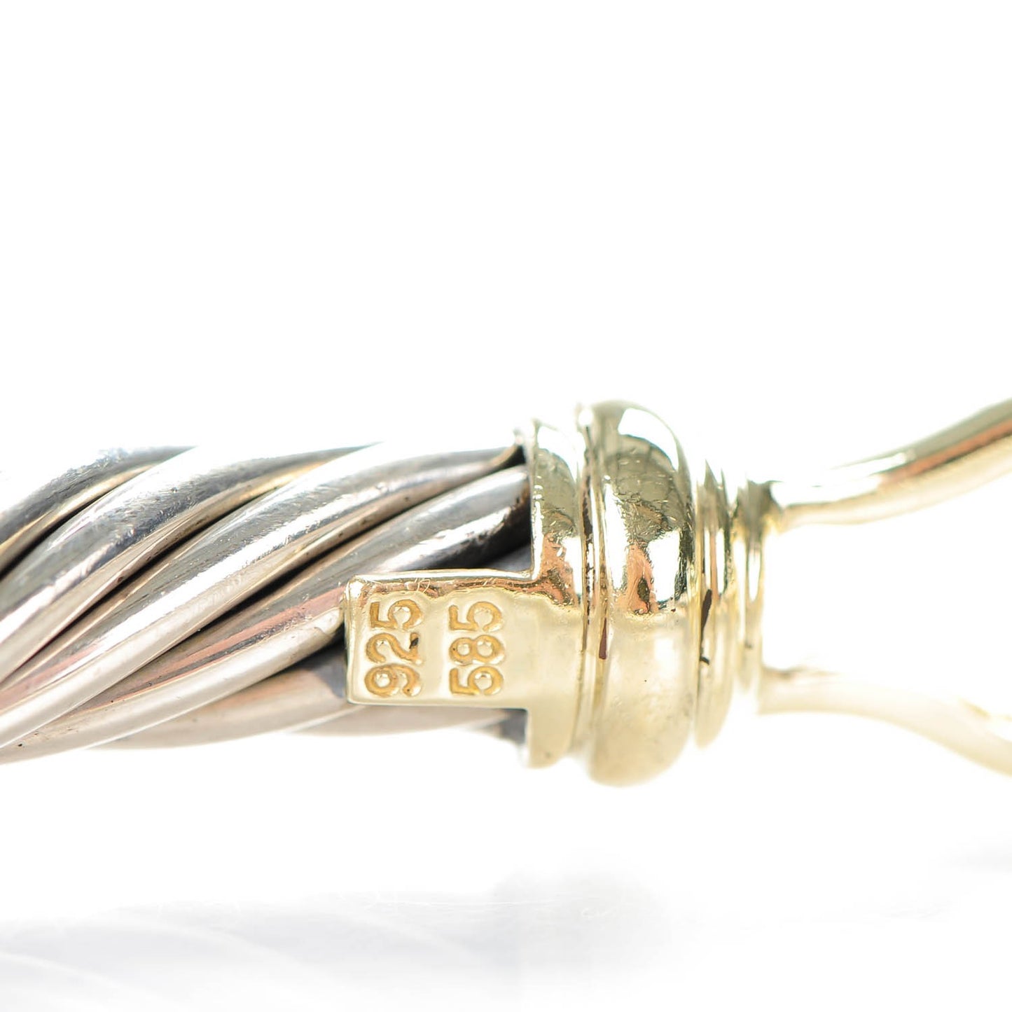 Sterling Silver 14K Yellow Gold 7mm Cable Classic Buckle Bracelet