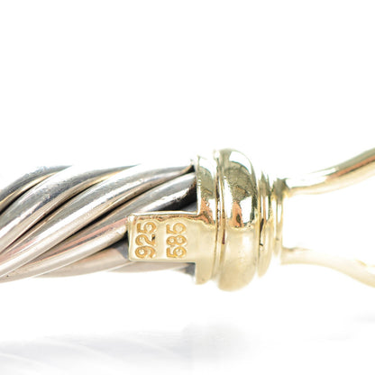 David Yurman Sterling Silver 14K Yellow Gold 7mm Cable Classic Buckle Bracelet 4 of 5