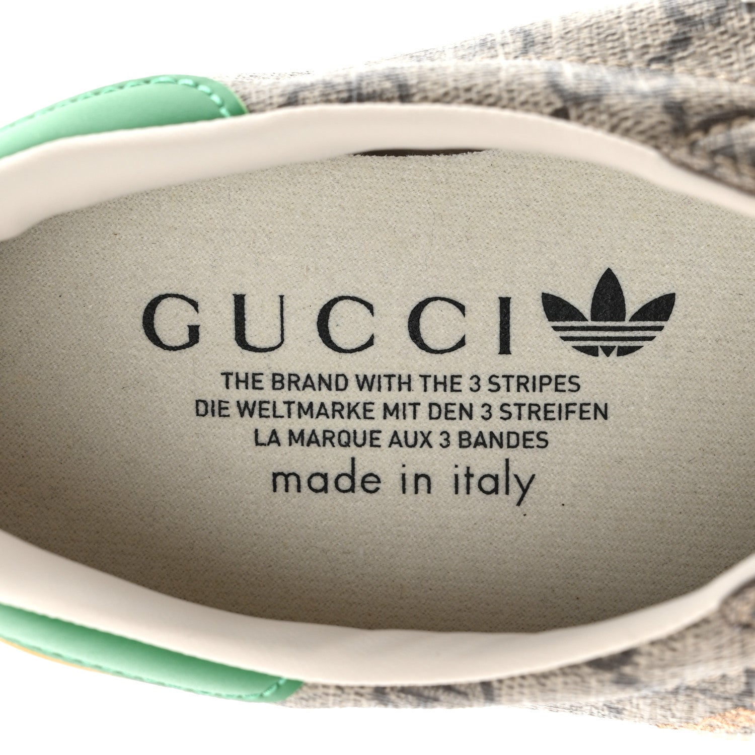 Gucci X ADIDAS GG Supreme Monogram Mens Gazelle Sneakers 7.5 Beige Ebony Off White New Shamarock 7 of 10