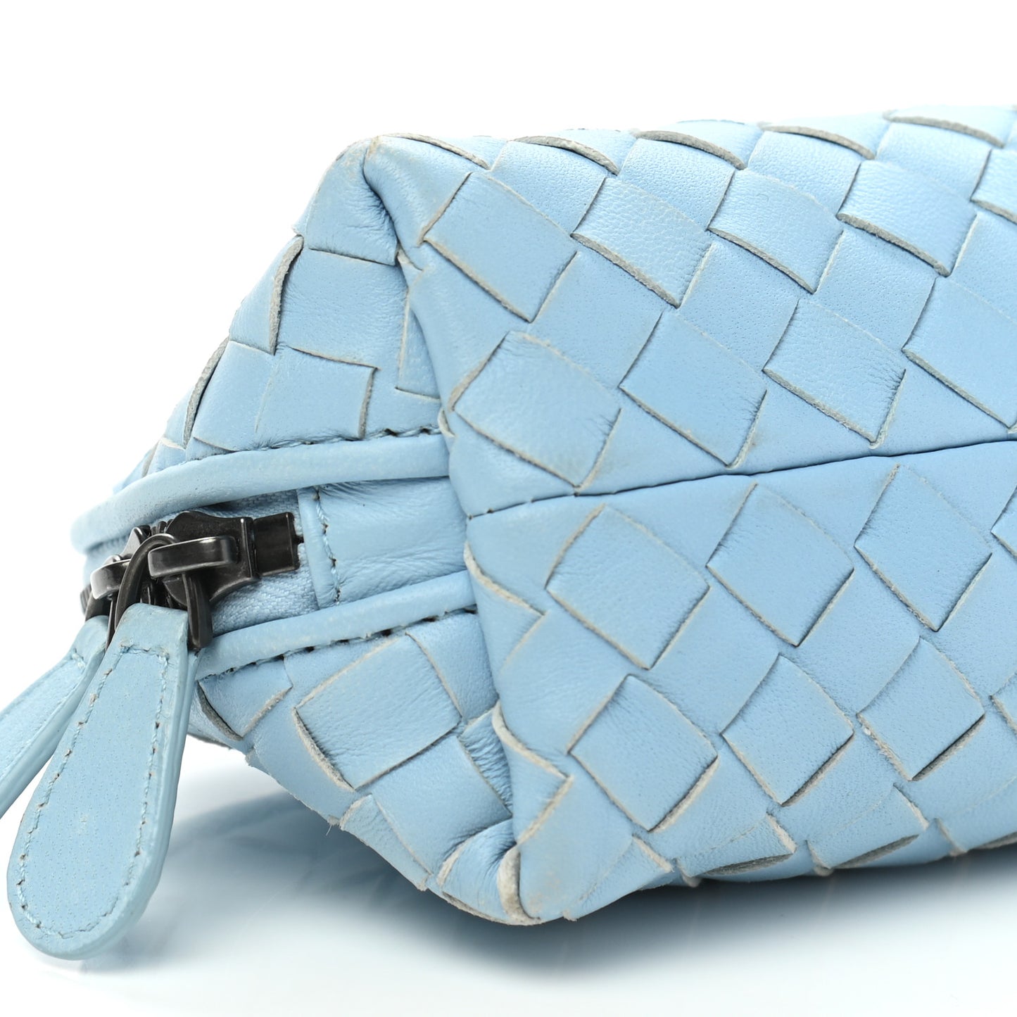 Nappa Intrecciato Small Cosmetic Pouch Light Blue