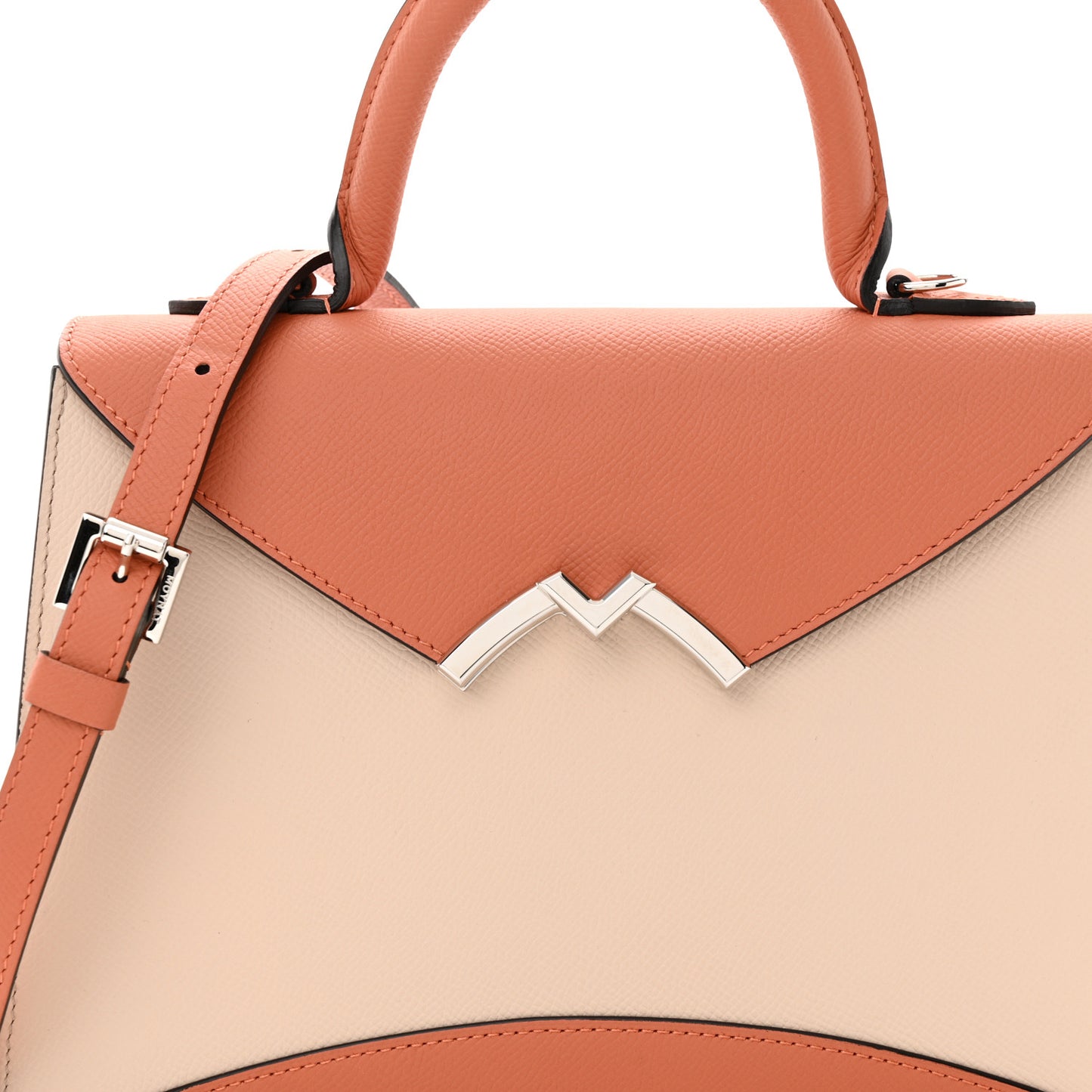 Carat Calfskin Bicolor Gabrielle PM Peche Powder