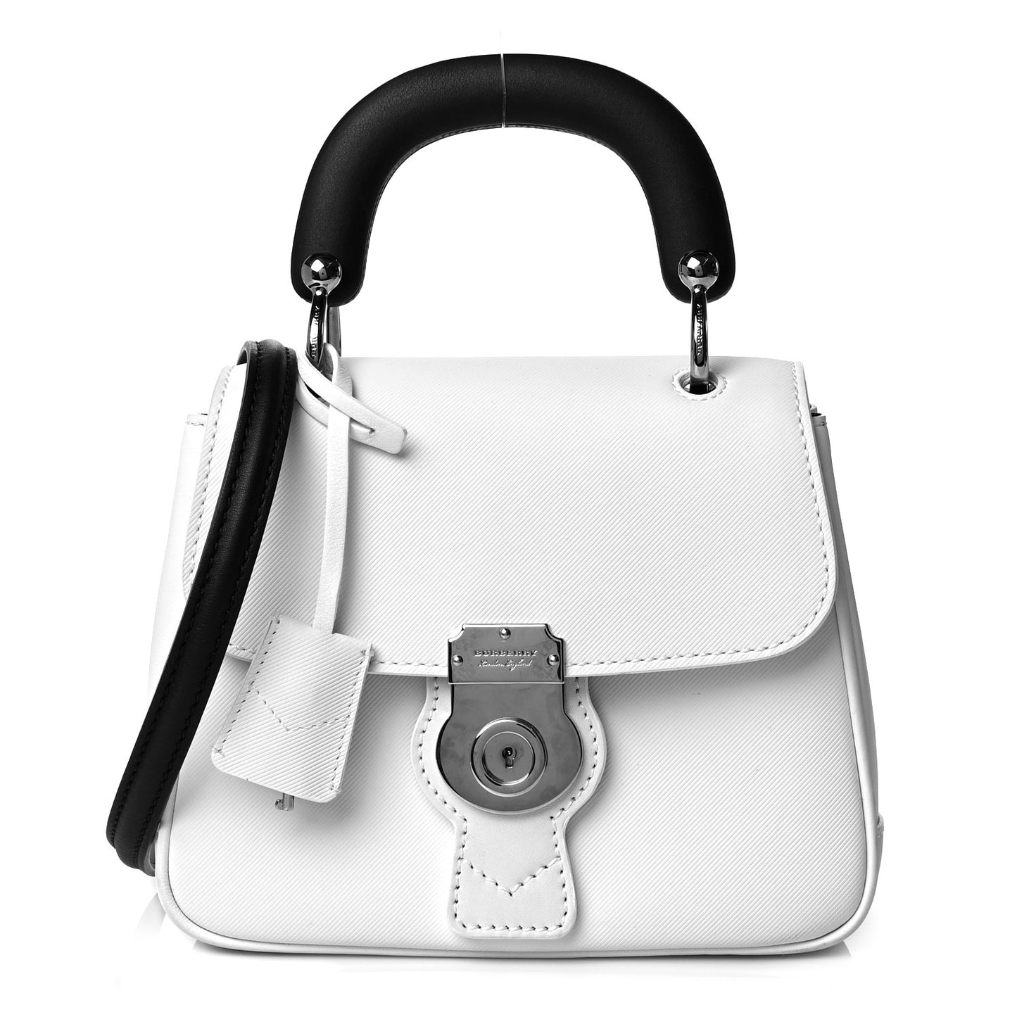 Trench Calfskin Small DK88 Top Handle Bag White Black