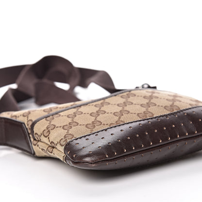 Gucci Monogram Calfskin Perforated Small Flat Messenger Bag Dark Brown 10 of 12