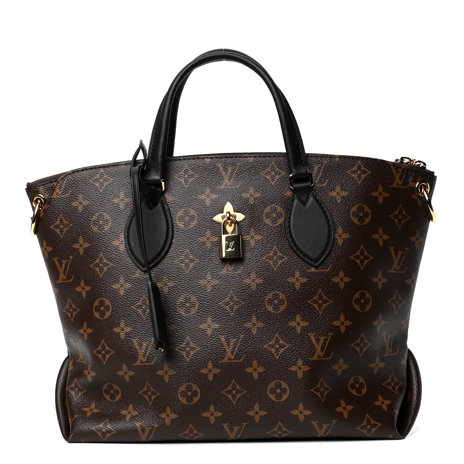 Louis Vuitton Monogram Flower Zipped Tote MM Black 1 of 5