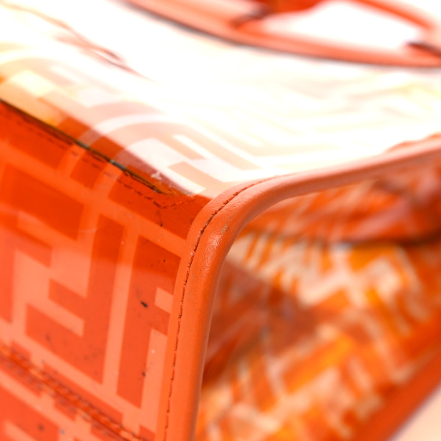 TPU FF Vitello Century Plexiglass Small Runaway Shopper Tote Aranciata