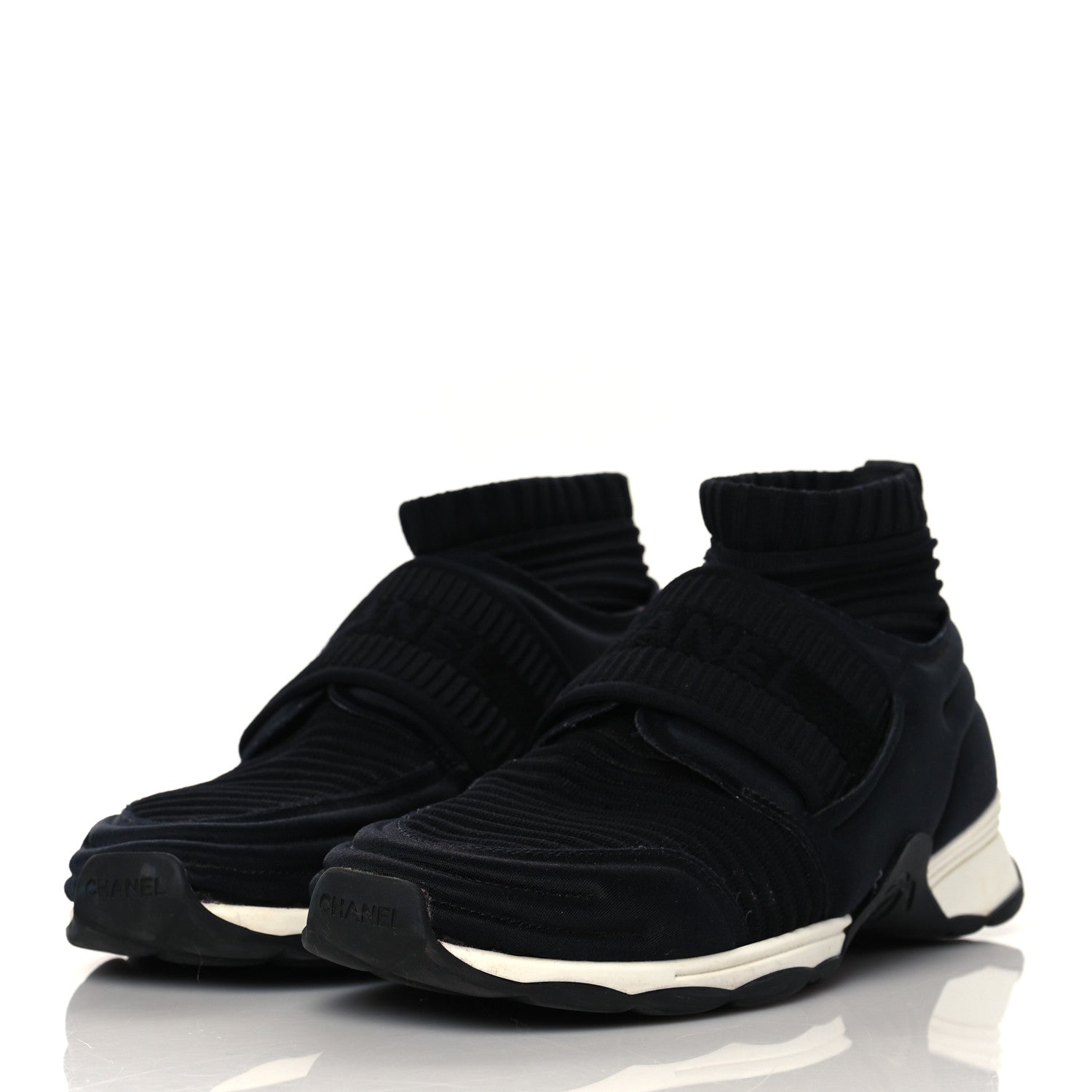 Chanel Stretch Fabric CC Sneakers 37 Black 3 of 8