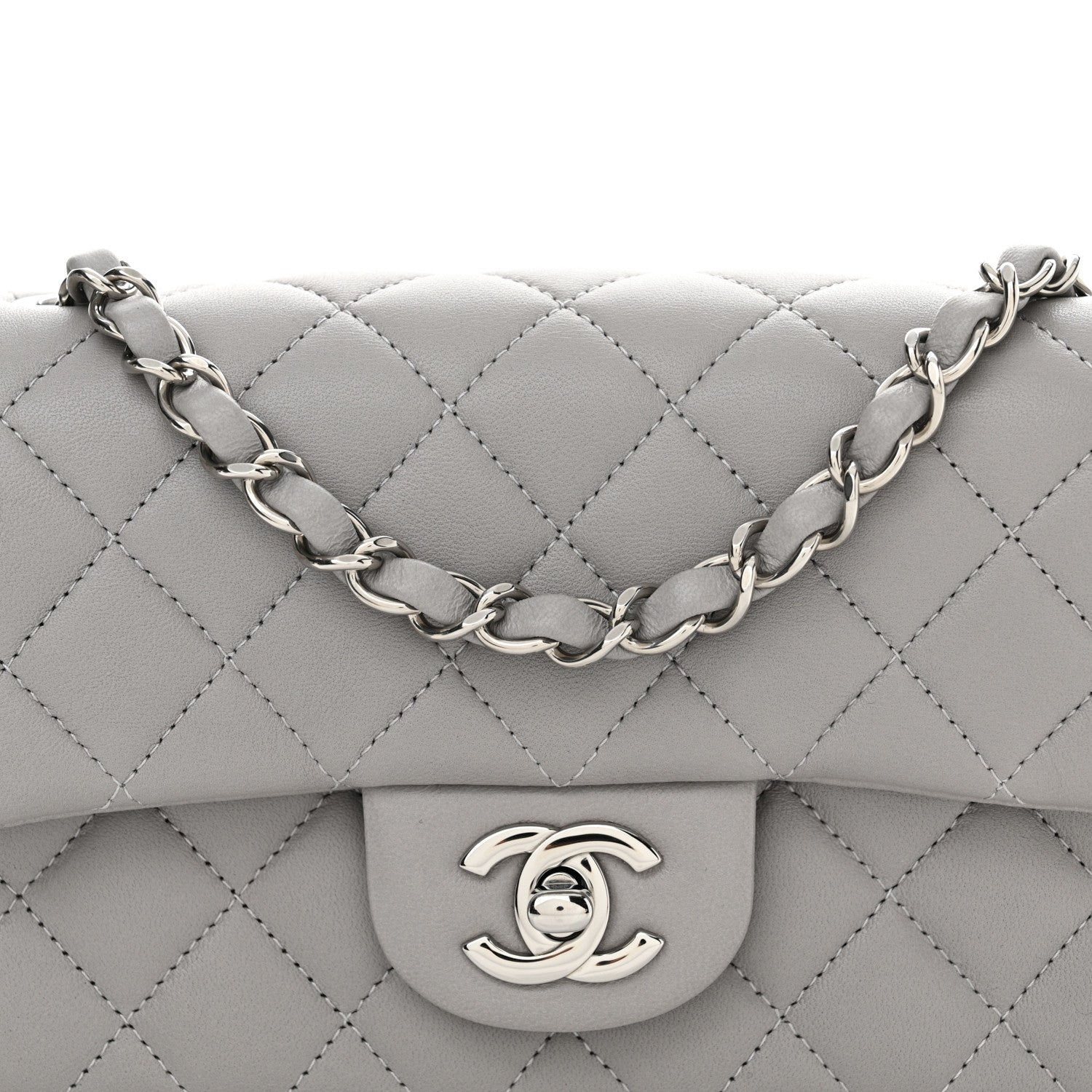 Chanel Lambskin Quilted Mini Rectangular Flap Grey 8 of 11
