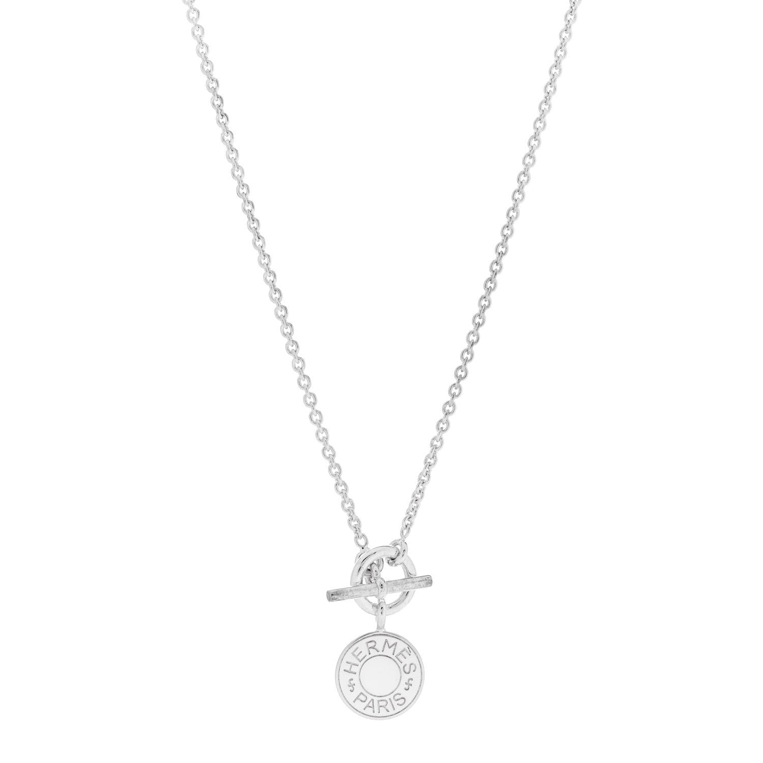 Hermes Sterling Silver Amulettes Ex-Libris Pendant Necklace 1 of 6