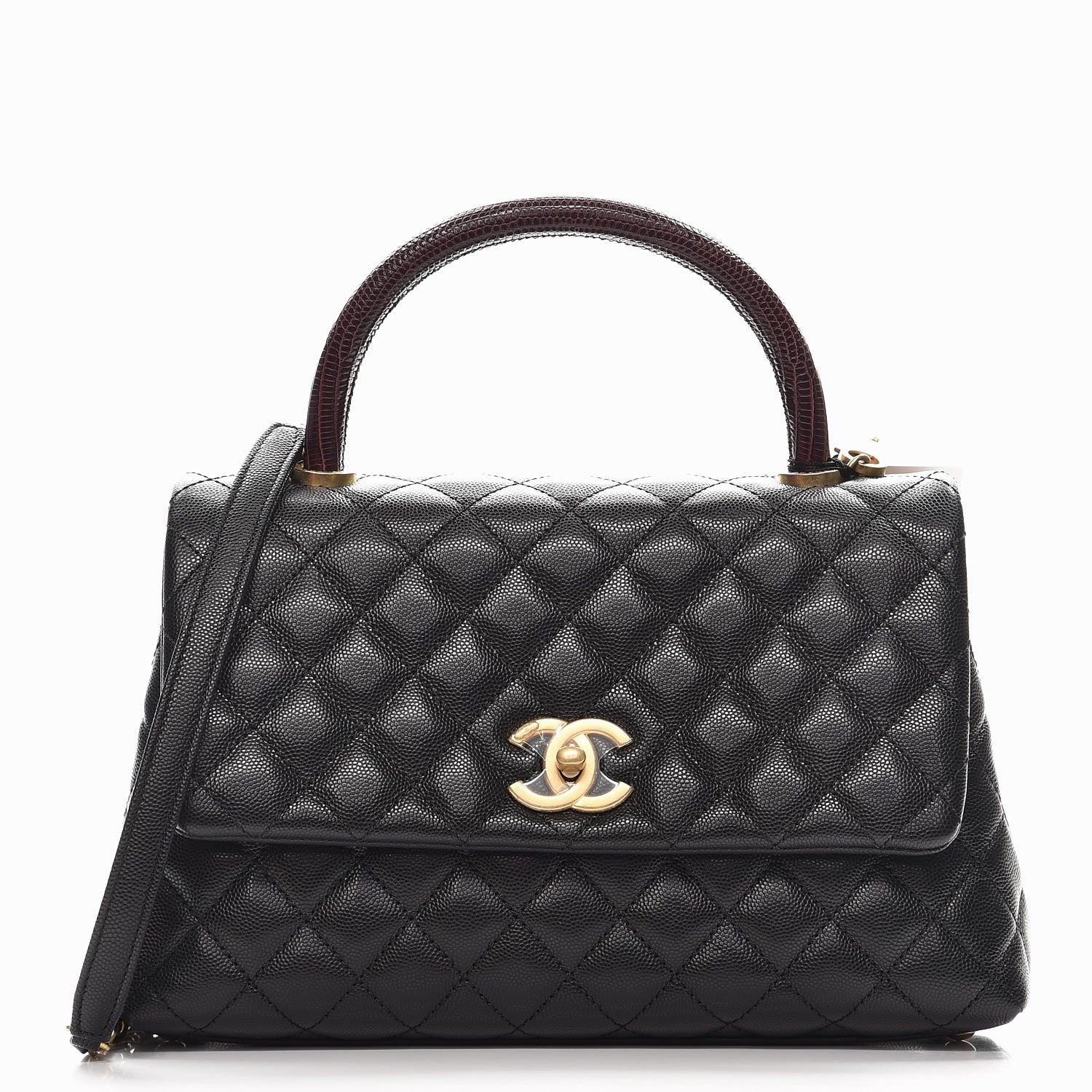 Chanel Caviar Lizard Quilted Small Coco Handle Flap Black 1 of 9