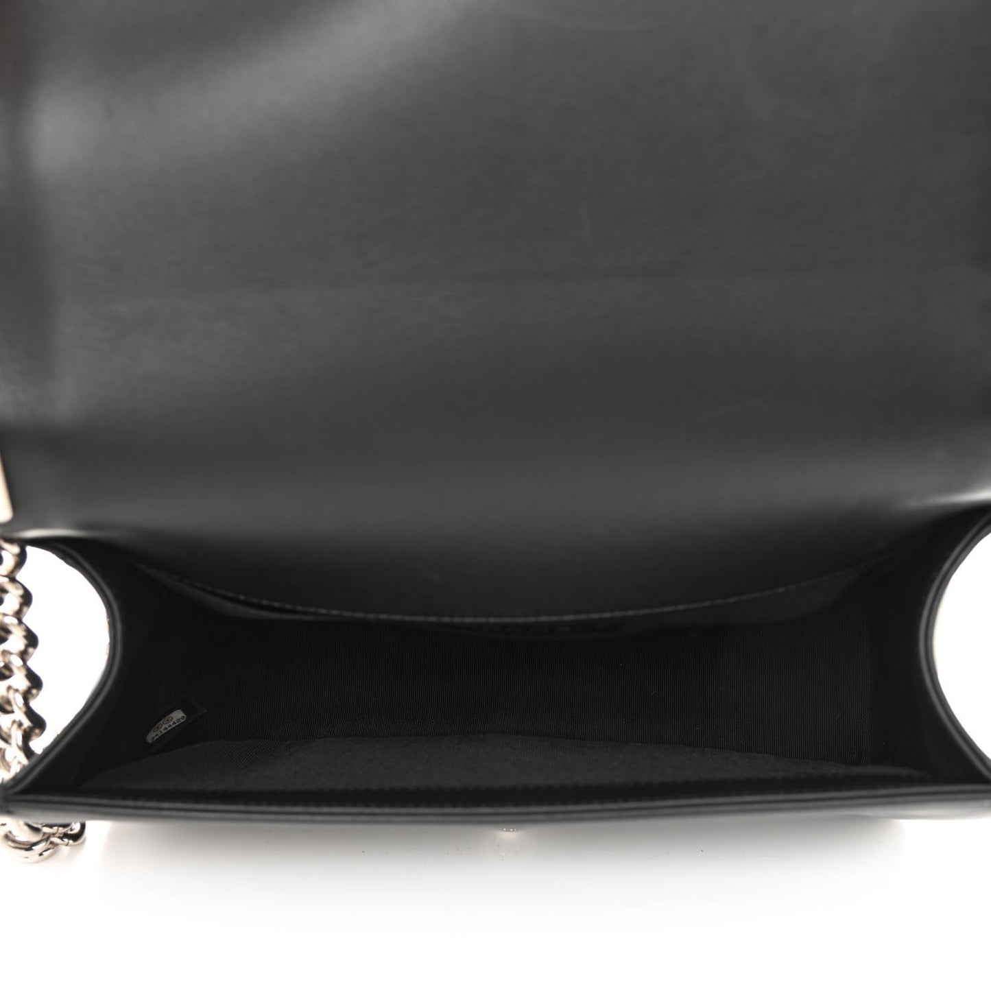 Lambskin Iridescent PVC Chevron Quilted Medium Boy Flap Black Silver