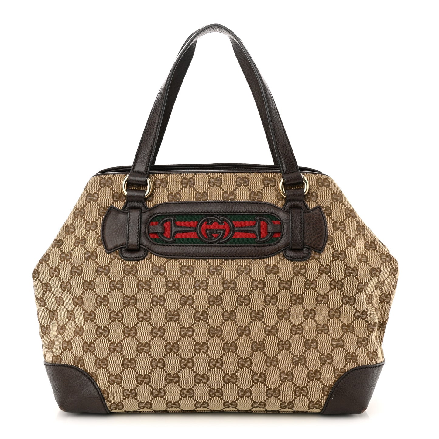 Monogram Web Medium Dressage Tote Brown