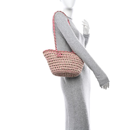 Chanel Mixed Fibers Calfskin Crochet Small Shopping Bag Beige Pink 2 of 10