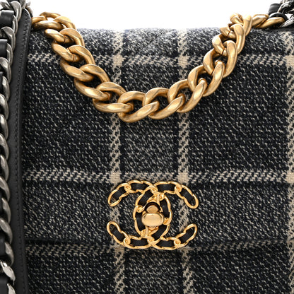 Chanel Tweed Quilted Medium Chanel 19 Flap Grey Navy 8 of 10