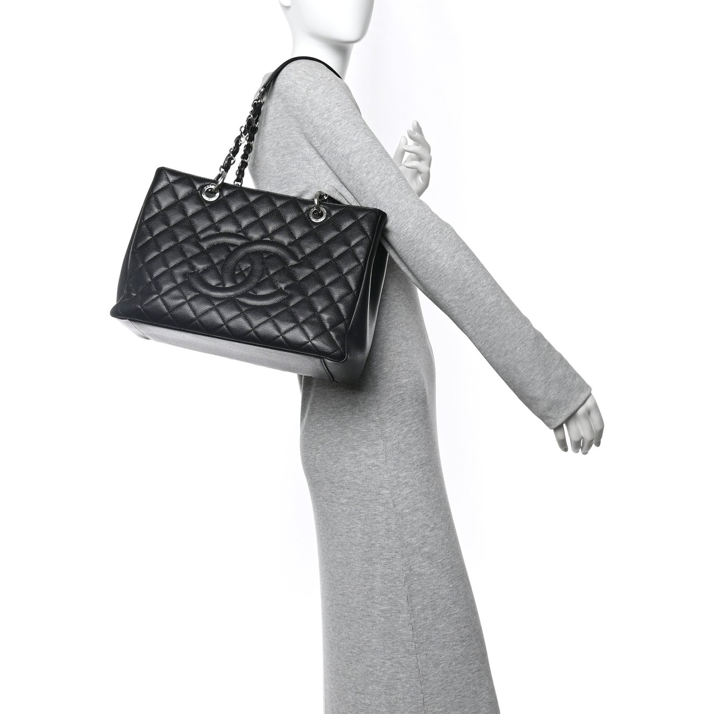 Caviar Quilted Grand Shopping Tote GST Black