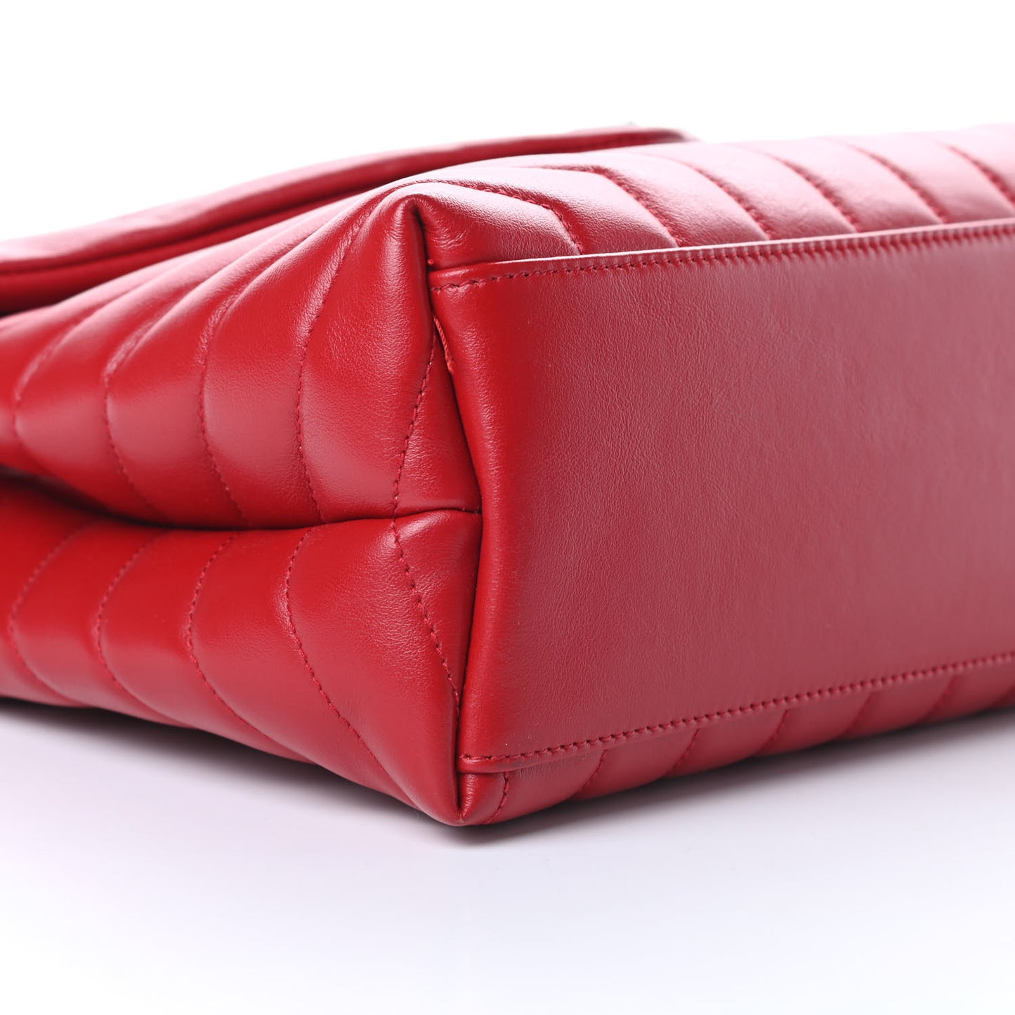 Calfskin Y Quilted Monogram Medium Loulou Chain Satchel Red