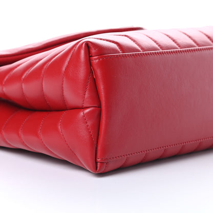 Saint Laurent Calfskin Y Quilted Monogram Medium Loulou Chain Satchel Red 10 of 15
