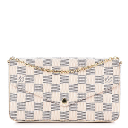 Louis Vuitton Damier Azur Pochette Felicie Chain Wallet Rose Ballerine 1 of 10