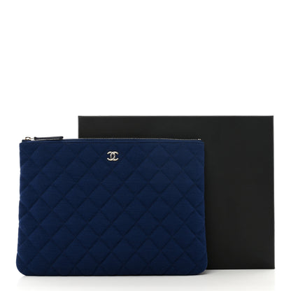 Chanel Jersey Quilted Medium Cosmetic Case Blue 8 of 8