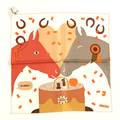Hermes Silk Gavroche Just Married Scarf 45 White Beige Corail 1 of 3