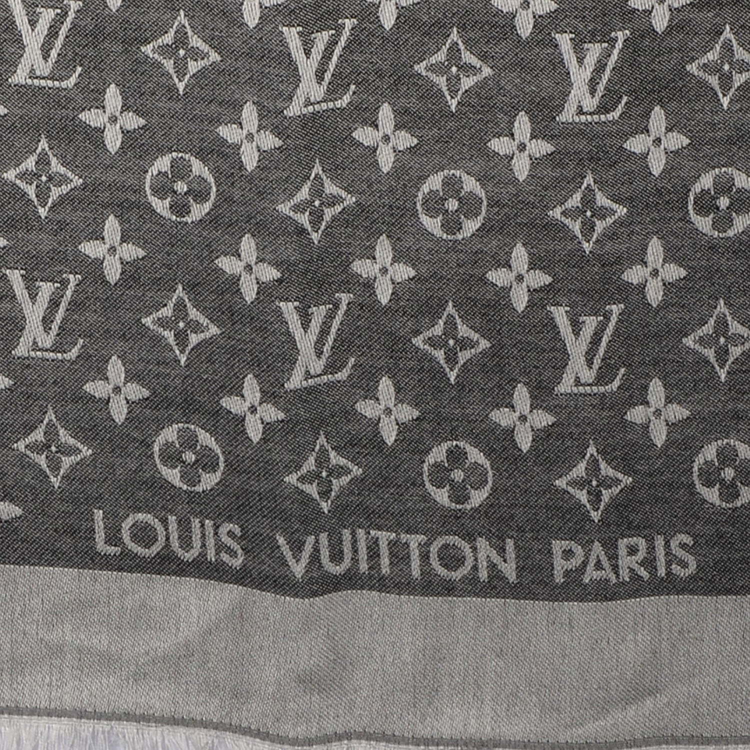 Louis Vuitton Silk Wool Monogram Denim Shawl Black 5 of 5