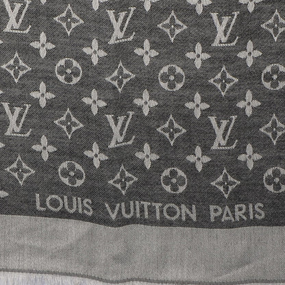 Louis Vuitton Silk Wool Monogram Denim Shawl Black 5 of 5