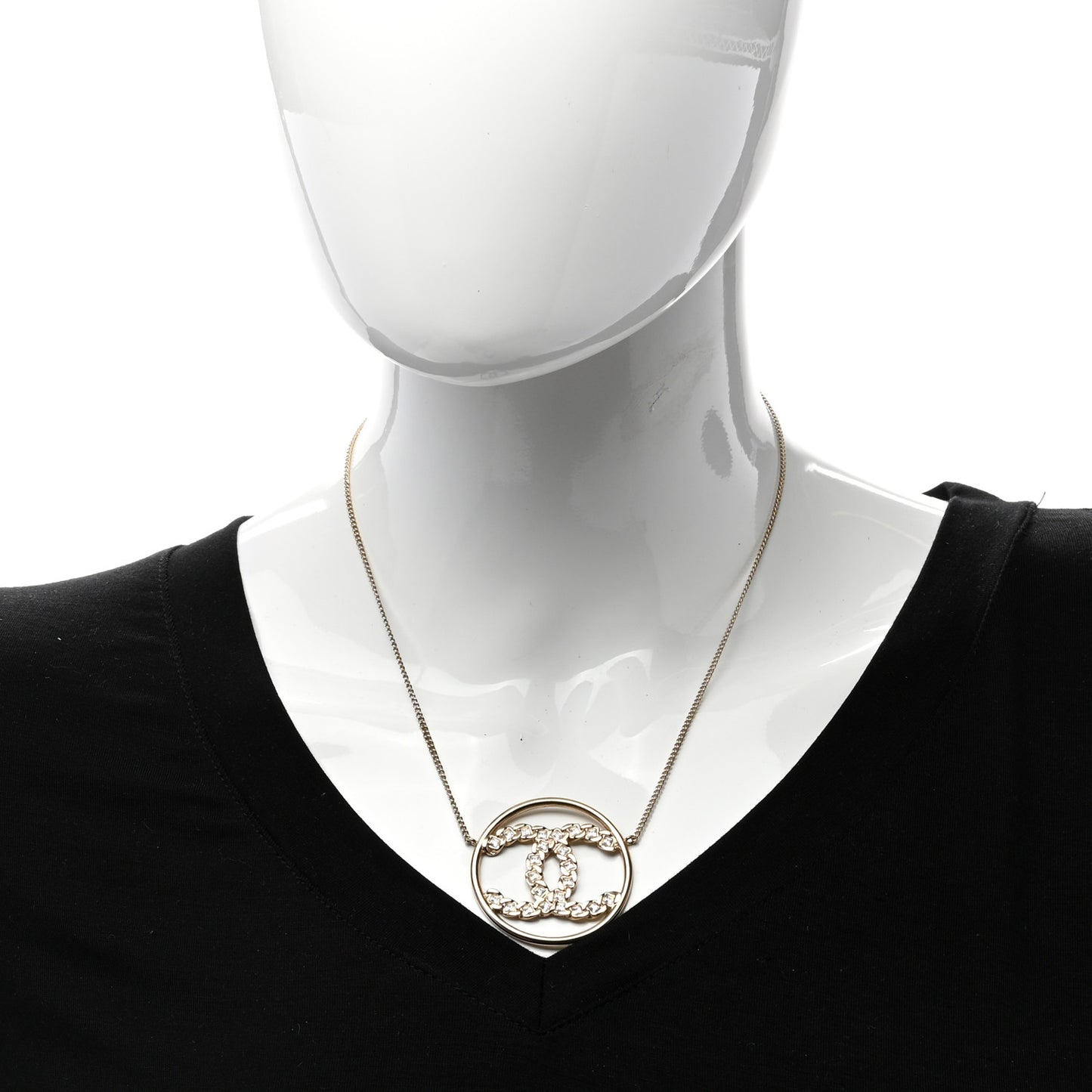 Baguette Crystal High Society CC Pendant Necklace Gold