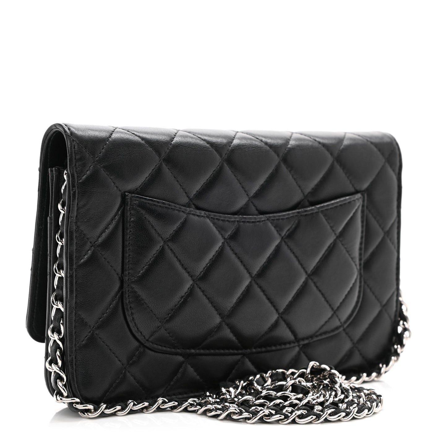 Lambskin Quilted Wallet On Chain WOC Black